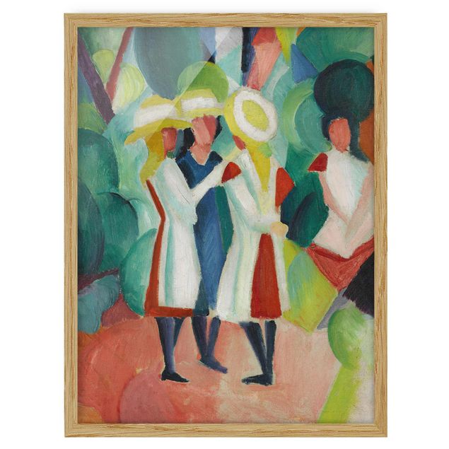 Billeder kunsttryk August Macke - Three Girls in yellow Straw Hats