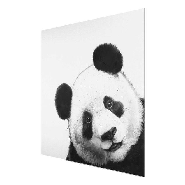 Glasbilleder dyr Illustration Panda Black And White Drawing