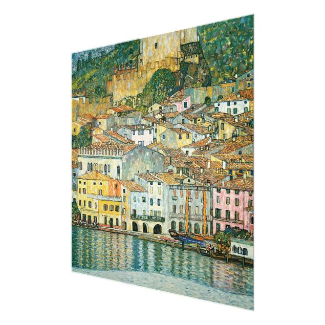 Glasbilleder arkitektur og skyline Gustav Klimt - Malcesine On Lake Garda