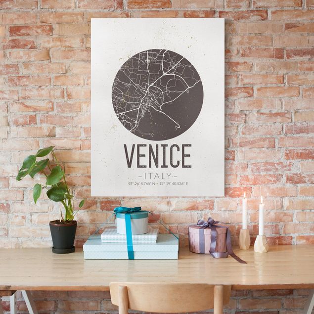 Billeder på lærred Italien Venice City Map - Retro
