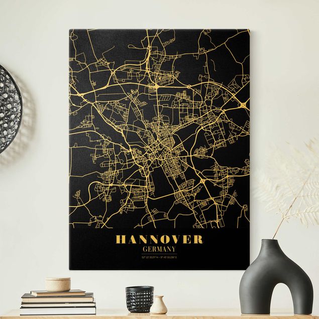 Billeder verdenskort Hannover City Map - Classic Black