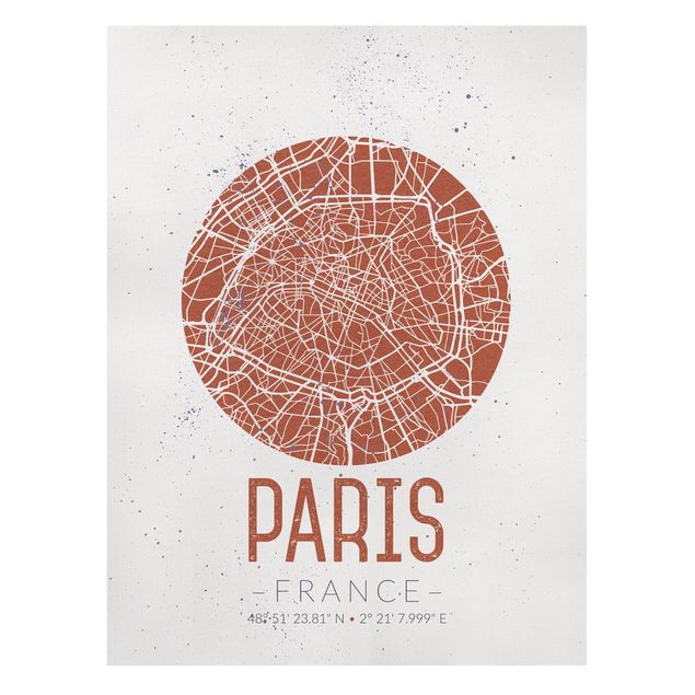 Billeder på lærred verdenskort City Map Paris - Retro