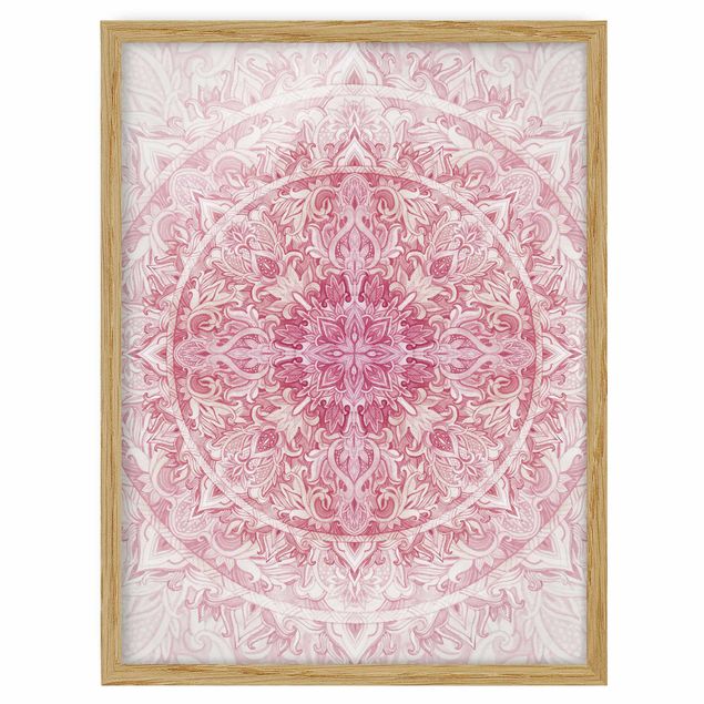 Billeder spirituelt Mandala WaterColours Sun Ornament Light Pink