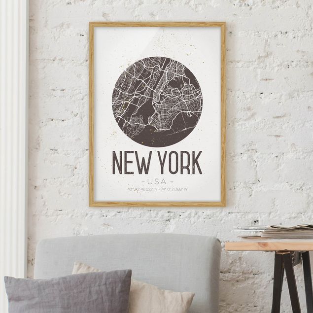 køkken dekorationer New York City Map - Retro