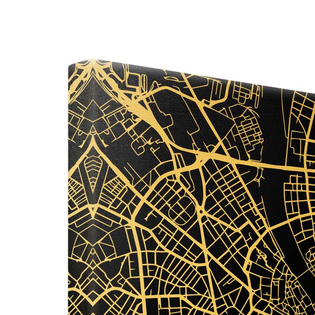 Billeder på lærred Basel City Map - Classic Black
