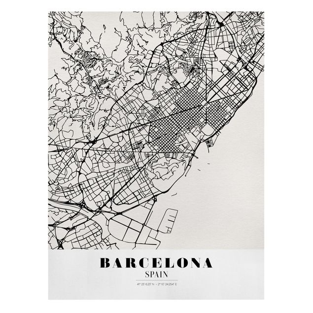 Billeder sort og hvid Barcelona City Map - Classic