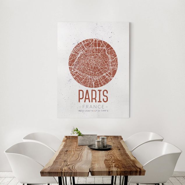 Billeder på lærred Paris City Map Paris - Retro