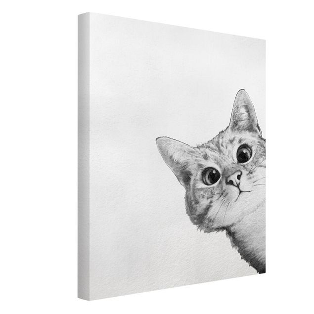 Billeder på lærred katte Illustration Cat Drawing Black And White