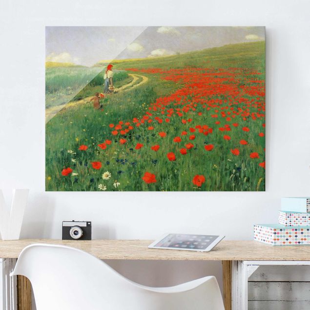 Billeder blomster Pál Szinyei-Merse - Summer Landscape With A Blossoming Poppy