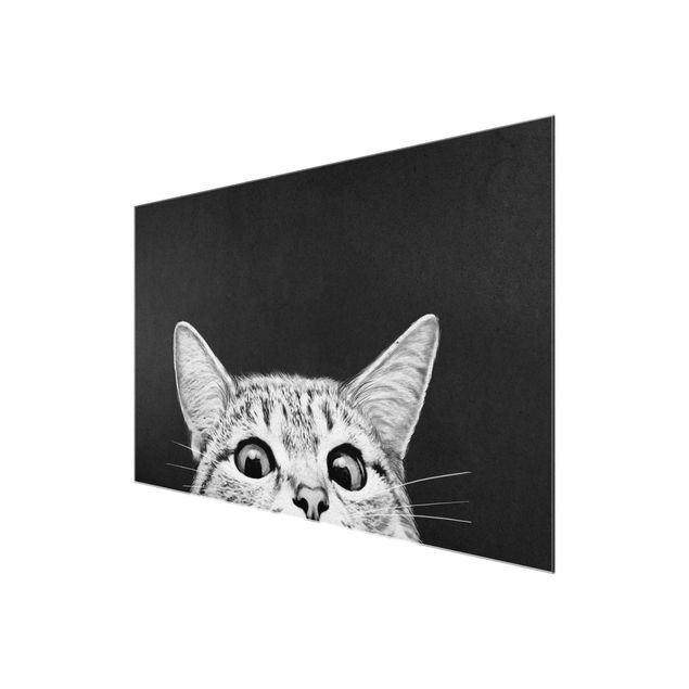 Glasbilleder dyr Illustration Cat Black And White Drawing
