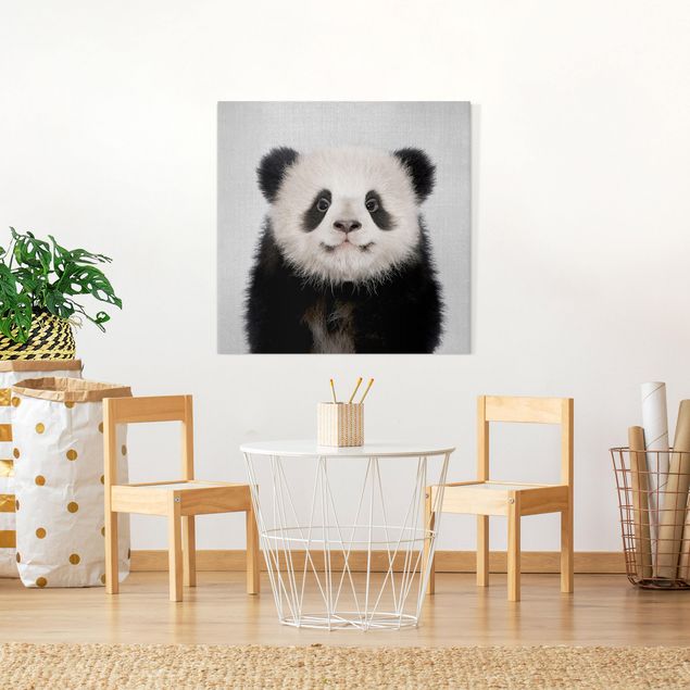 Billeder på lærred sort og hvid Baby Panda Prian