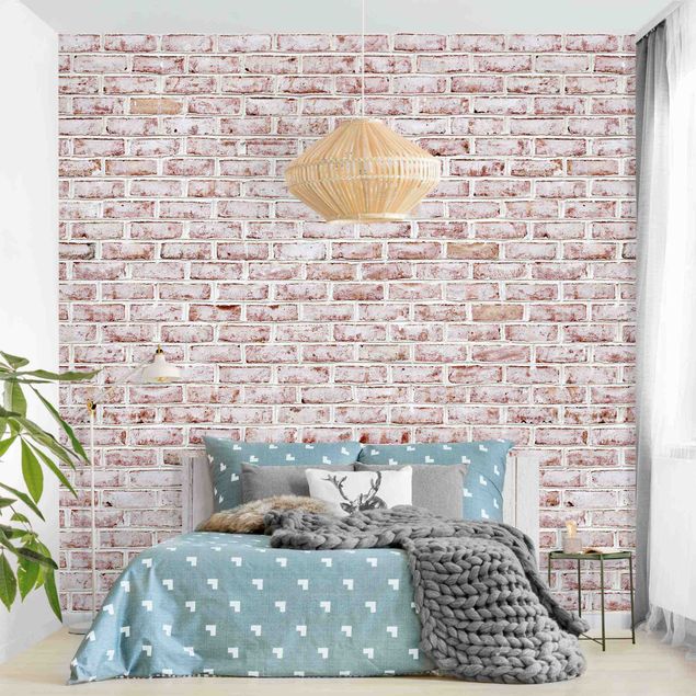 Tapet moderne Brick Wall Shabby Painted White