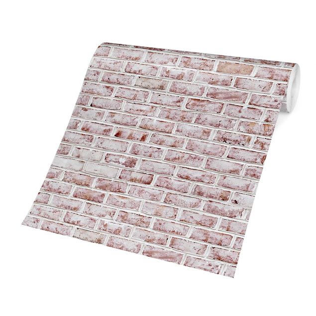 Tapet vintage Brick Wall Shabby Painted White