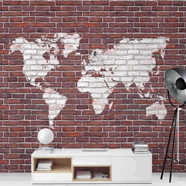 Tapet industriel Brick World Map