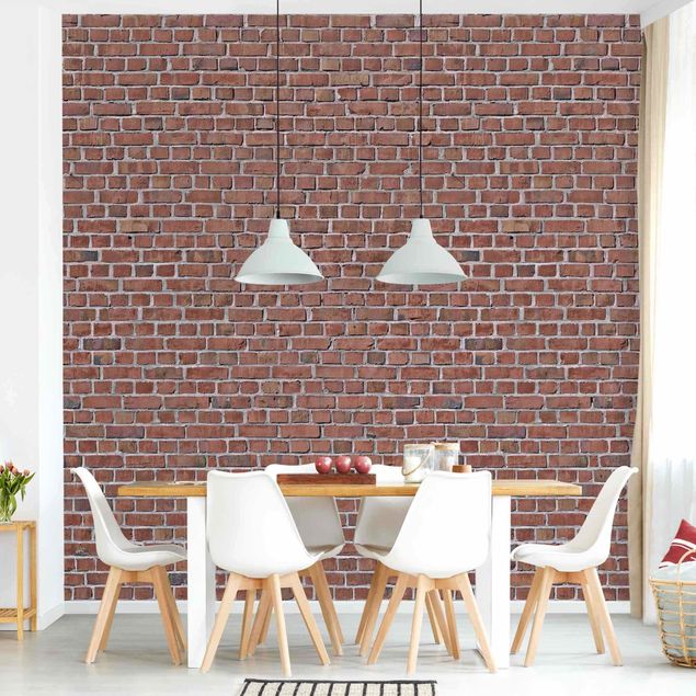 Tapet mønster Brick Tile Wallpaper Red