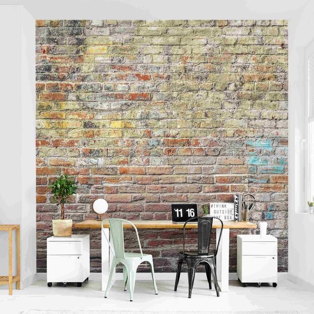 Tapet industriel Brick Wall With Shabby Colouring