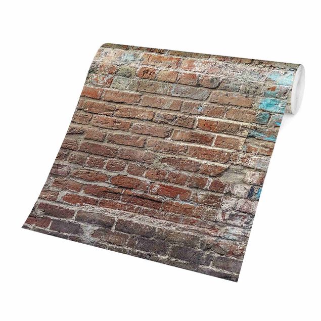 Moderne tapet Brick Wall With Shabby Colouring