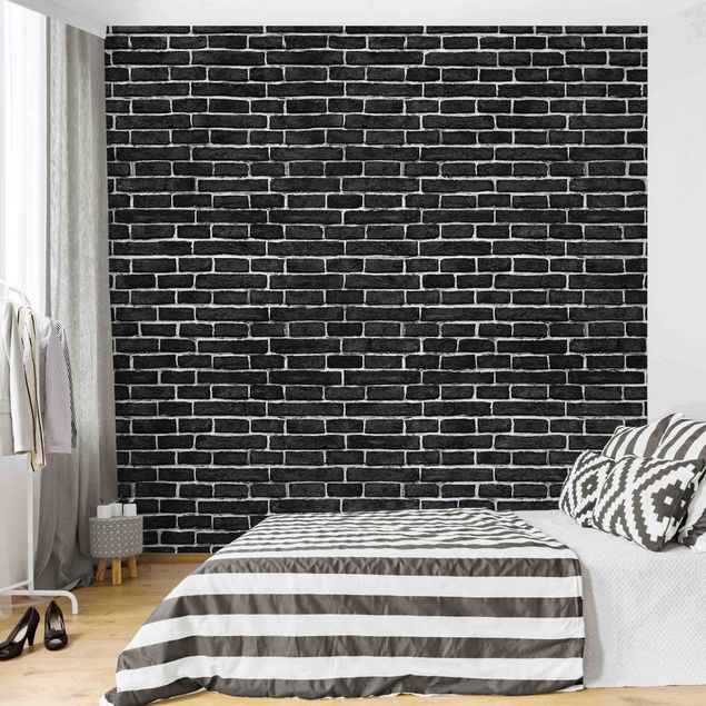3d tapet Brick Wall Black