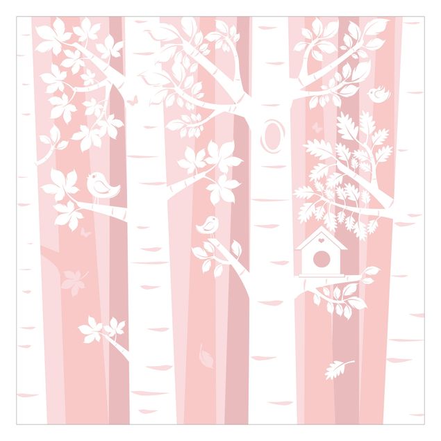 Tapet Trees In The Forest Pink