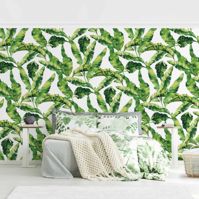 Moderne tapet Banana Leaf Watercolour Pattern