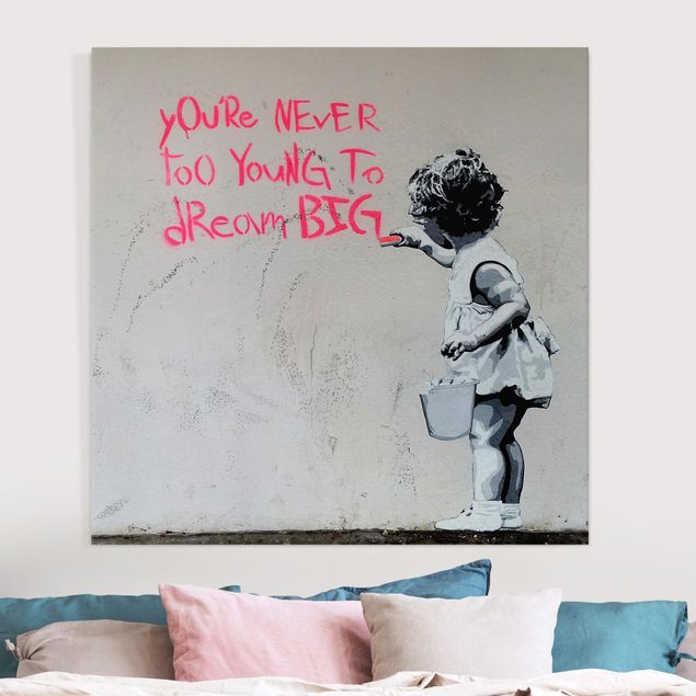 Billeder på lærred sort og hvid Dream Big - Brandalised ft. Graffiti by Banksy