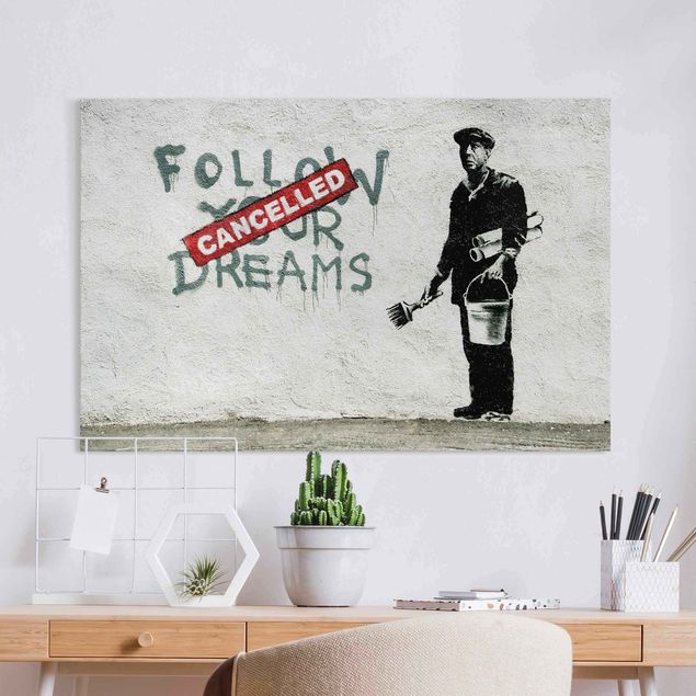 Billeder på lærred sort og hvid Follow Your Dreams - Brandalised ft. Graffiti by Banksy