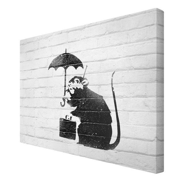 Billeder på lærred Banksy - Rat With Umbrella
