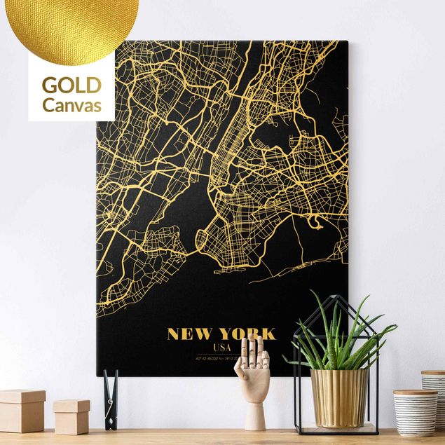 Billeder New York New York City Map - Classic Black