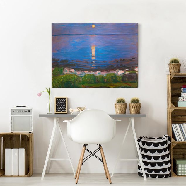 Kunst stilarter post impressionisme Edvard Munch - Summer Night By The Beach
