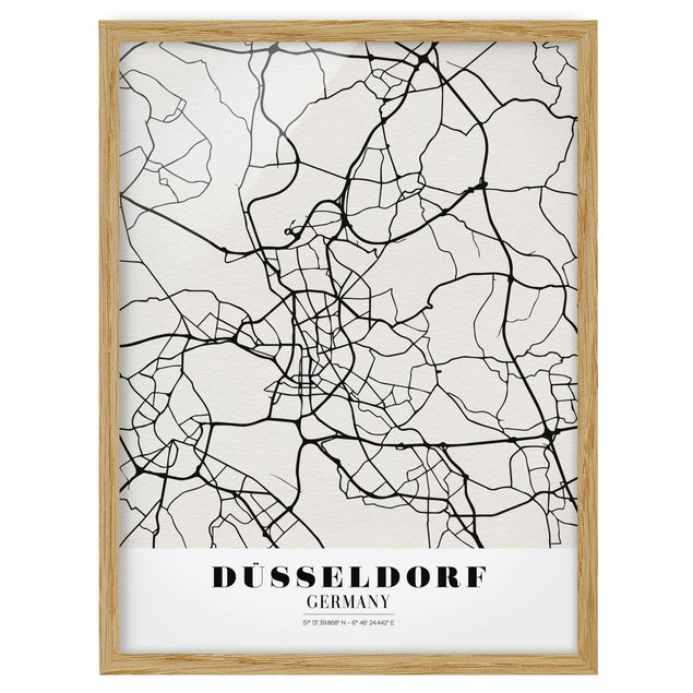 Indrammede plakater ordsprog Dusseldorf City Map - Classic
