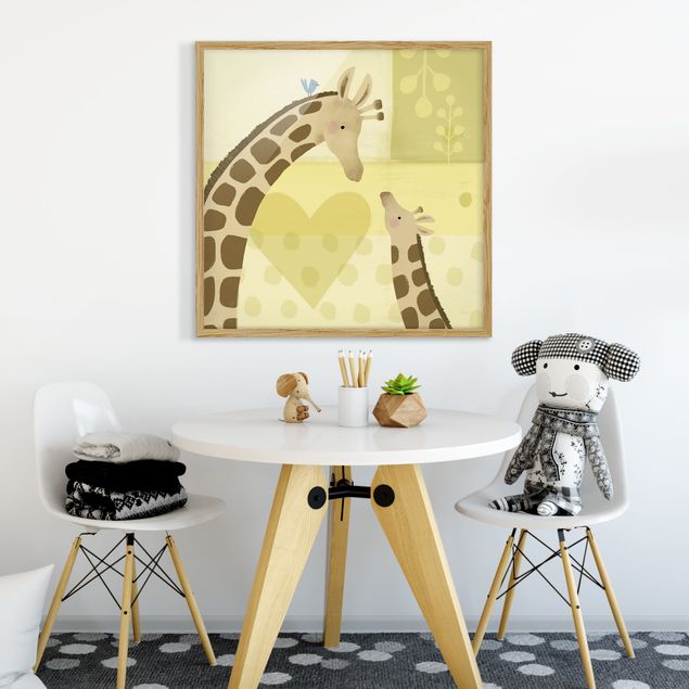 Indrammede plakater dyr Mum And I - Giraffes