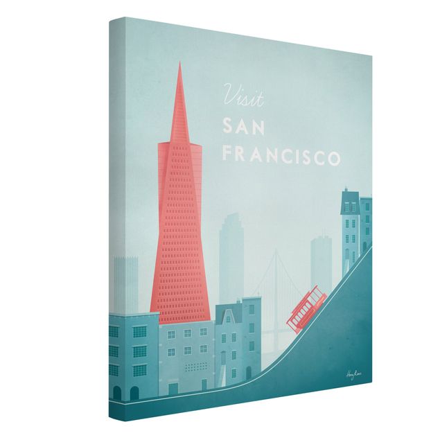 Billeder på lærred kunsttryk Travel Poster - San Francisco