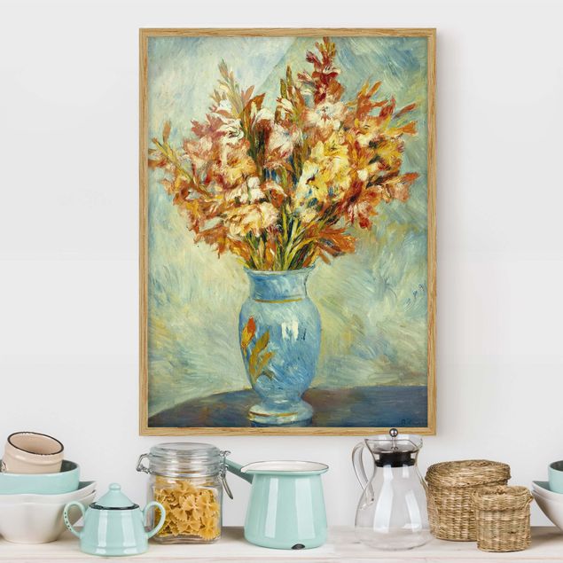 køkken dekorationer Auguste Renoir - Gladiolas in a Blue Vase
