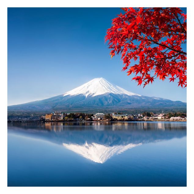 Fototapet blå Mt. Fuji In The Fall