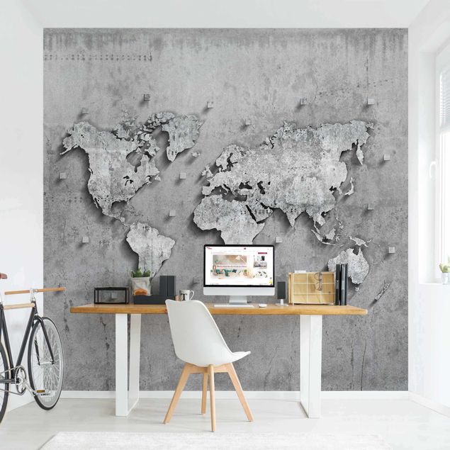 køkken dekorationer Concrete World Map