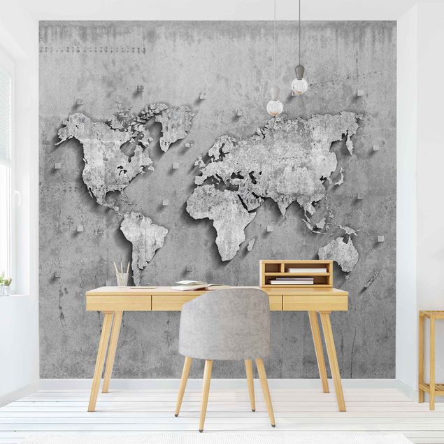Moderne tapet Concrete World Map