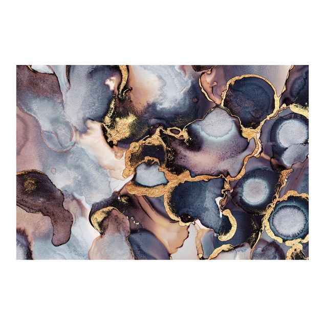 Tapet industriel Marble Watercolour With Gold
