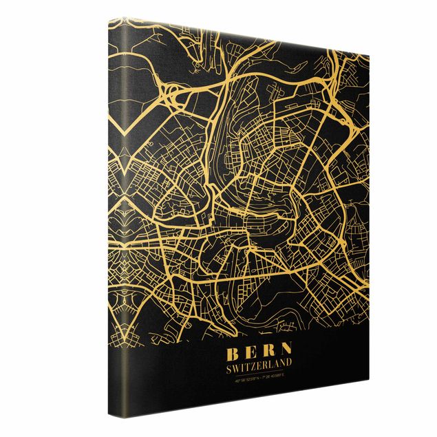 Billeder Bern City Map - Classic Black