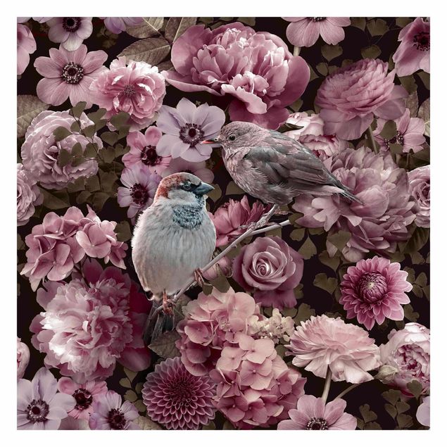Tapet dyr Floral Paradise Sparrow In Antique Pink