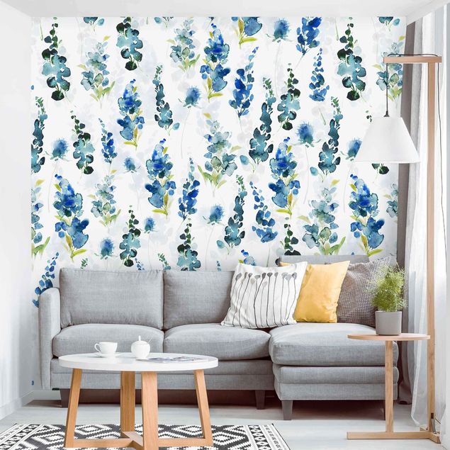 Tapet moderne Magnificent Flowers In Blue