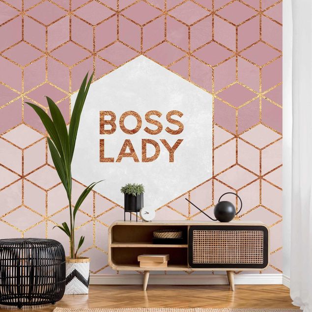 Geometrisk tapet Boss Lady Hexagons Pink