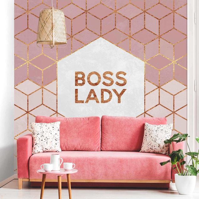 Moderne tapet Boss Lady Hexagons Pink