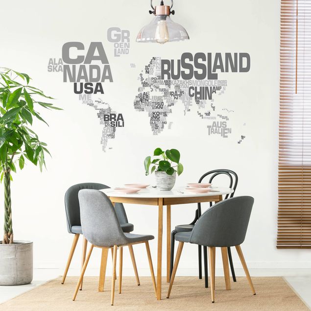 Wallstickers Letters world map gray