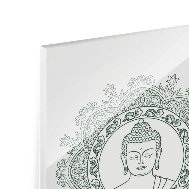Glasbilleder spirituelt Buddha Mandala In Fog