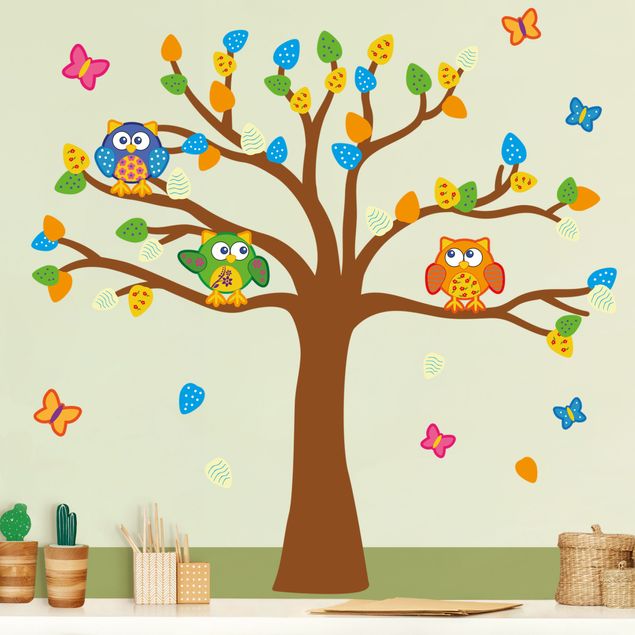 Wallstickers fugle Colorful owls