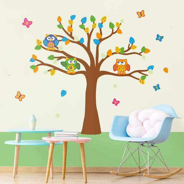 Wallstickers ugler Colorful owls