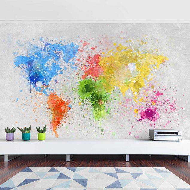 Tapet Colourful Splodges World Map