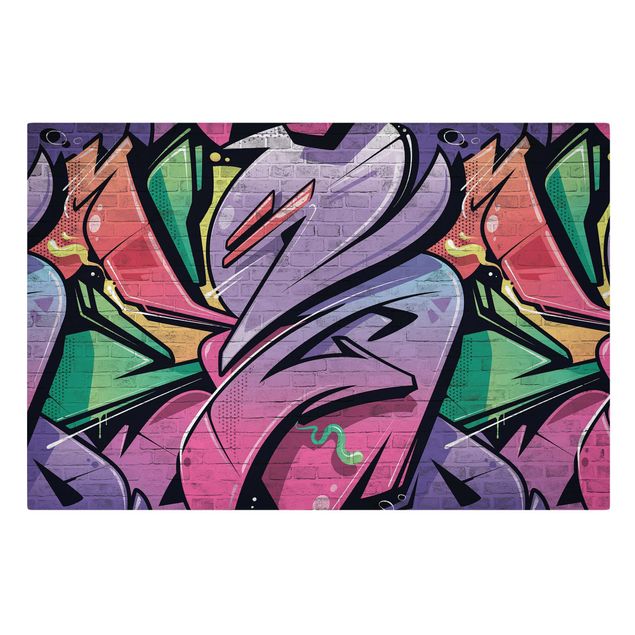 Billeder lilla Colourful Graffiti Brick Wall