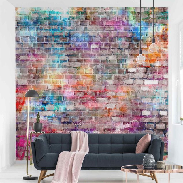 Mursten tapet Colourful Shabby Brick Wall