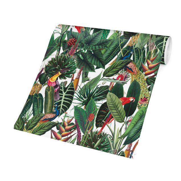 Moderne tapet Colourful Tropical Rainforest Pattern